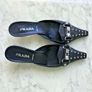 PRADA LEATHER MULES